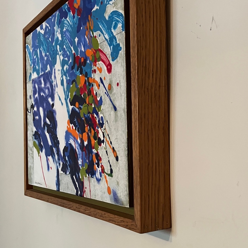 Abstract Blue Splash Framed Wall Art Encaustic Artist Harry Hansen - Picture 4 of 6